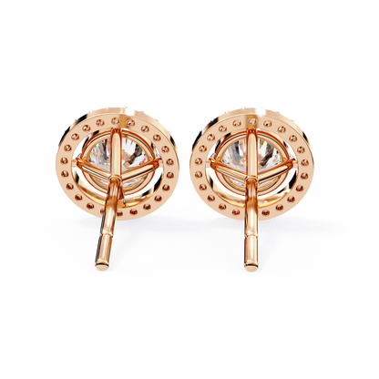 Vintage Round Cut Lab Grown Diamond Halo Style Statement Perfect Party Wear Stud Earring For Gift - HIGHCARAT DIAMONDS