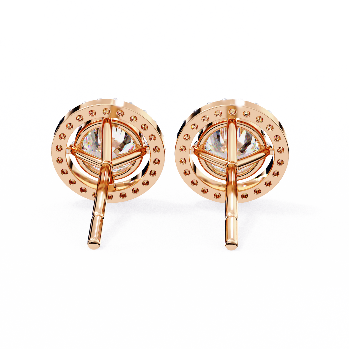 Vintage Round Cut Lab Grown Diamond Halo Style Statement Perfect Party Wear Stud Earring For Gift - HIGHCARAT DIAMONDS