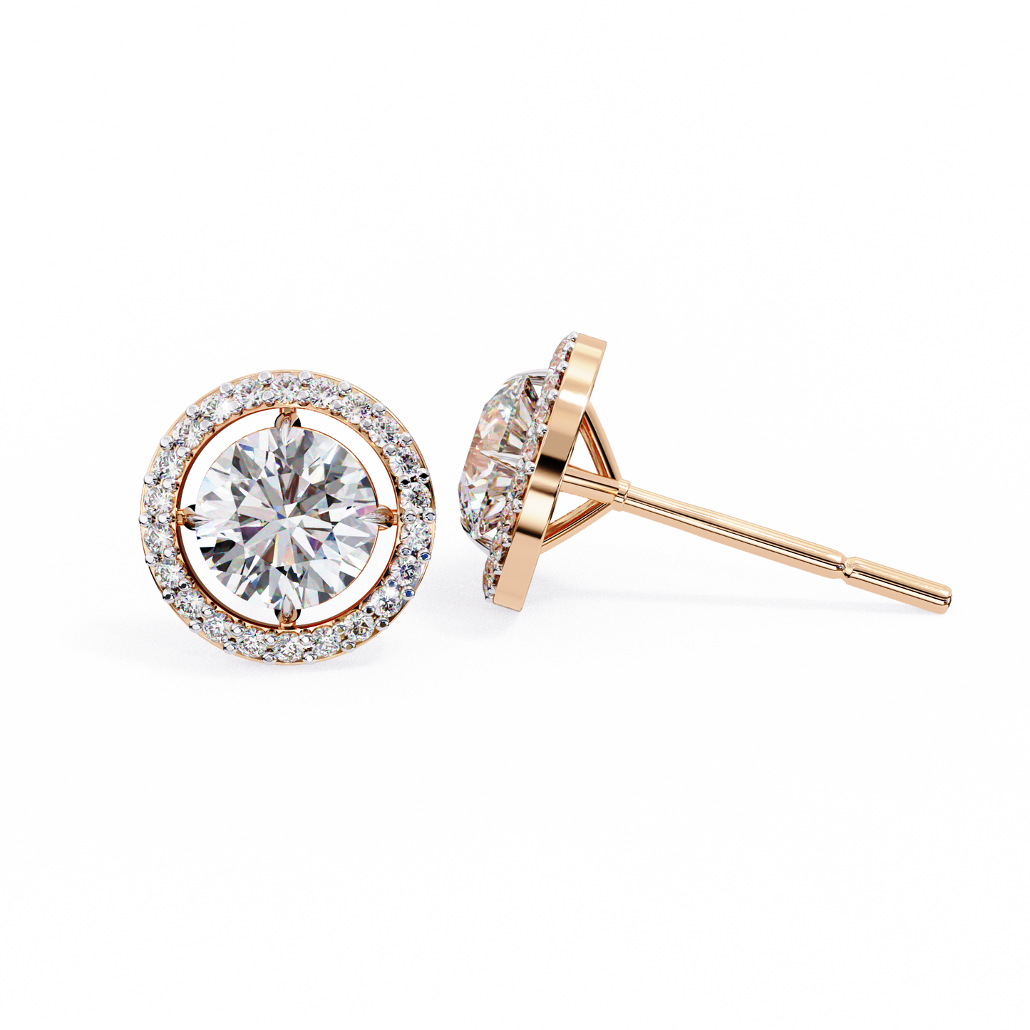 Vintage Round Cut Lab Grown Diamond Halo Style Statement Perfect Party Wear Stud Earring For Gift - HIGHCARAT DIAMONDS