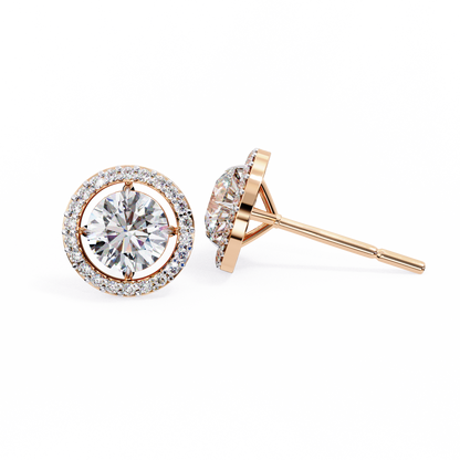 Vintage Round Cut Lab Grown Diamond Halo Style Statement Perfect Party Wear Stud Earring For Gift - HIGHCARAT DIAMONDS