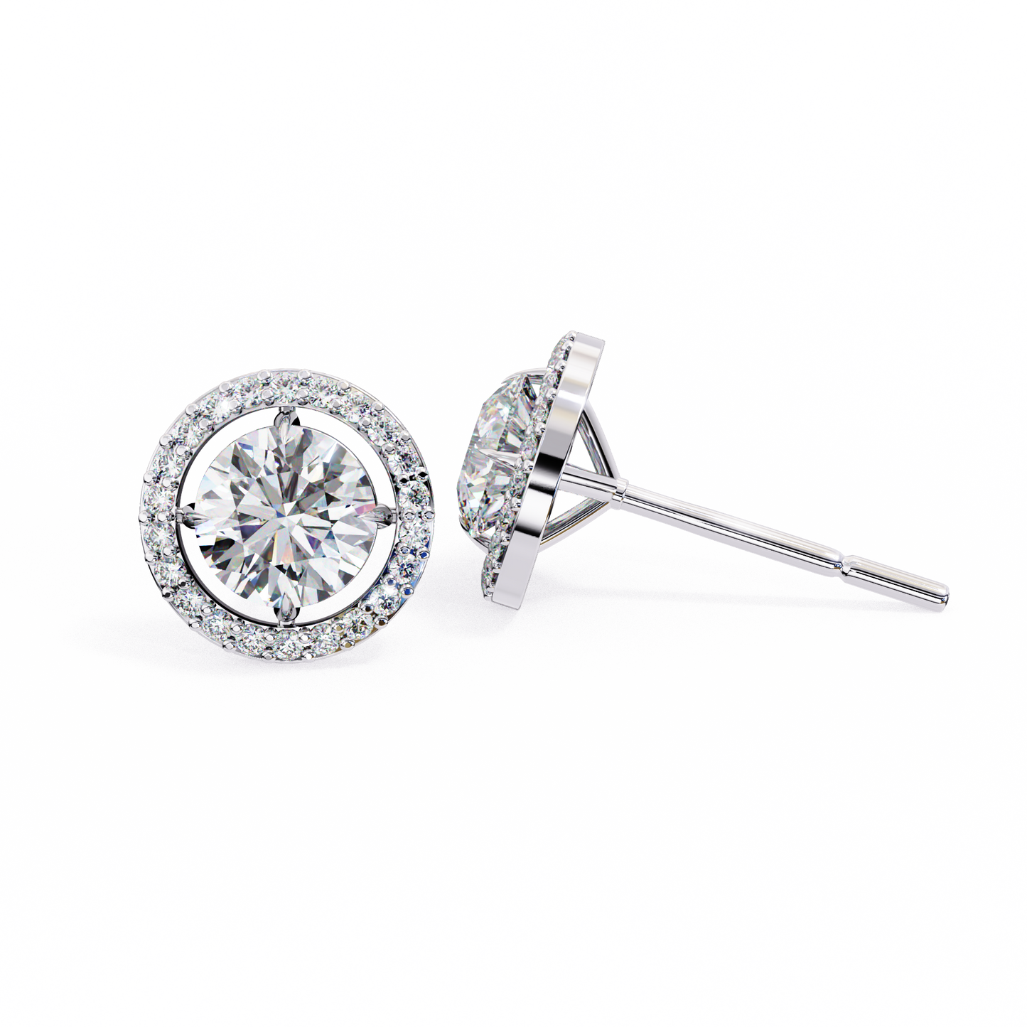 Vintage Round Cut Lab Grown Diamond Halo Style Statement Perfect Party Wear Stud Earring For Gift - HIGHCARAT DIAMONDS