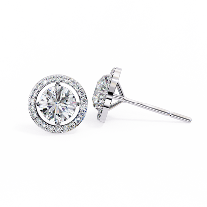 Vintage Round Cut Lab Grown Diamond Halo Style Statement Perfect Party Wear Stud Earring For Gift - HIGHCARAT DIAMONDS