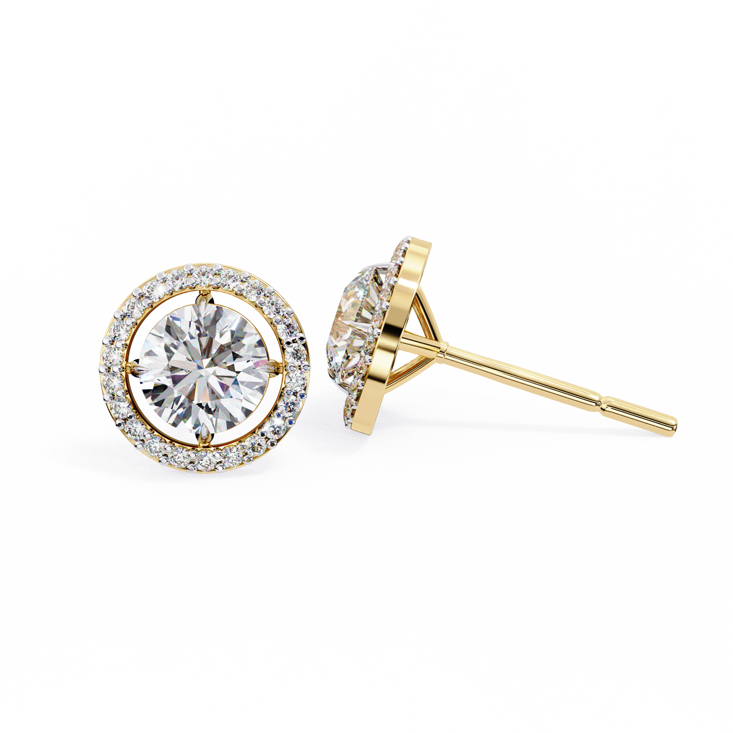Vintage Round Cut Lab Grown Diamond Halo Style Statement Perfect Party Wear Stud Earring For Gift - HIGHCARAT DIAMONDS