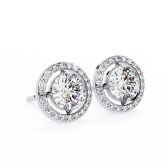 Vintage Round Cut Lab Grown Diamond Halo Style Statement Perfect Party Wear Stud Earring For Gift - HIGHCARAT DIAMONDS