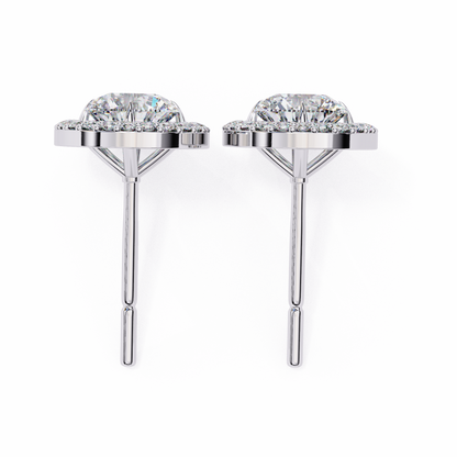 Vintage Round Cut Lab Grown Diamond Halo Style Statement Perfect Party Wear Stud Earring For Gift - HIGHCARAT DIAMONDS