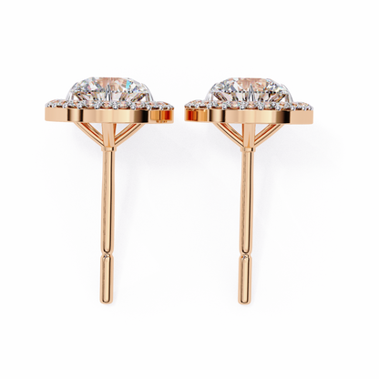 Vintage Round Cut Lab Grown Diamond Halo Style Statement Perfect Party Wear Stud Earring For Gift - HIGHCARAT DIAMONDS