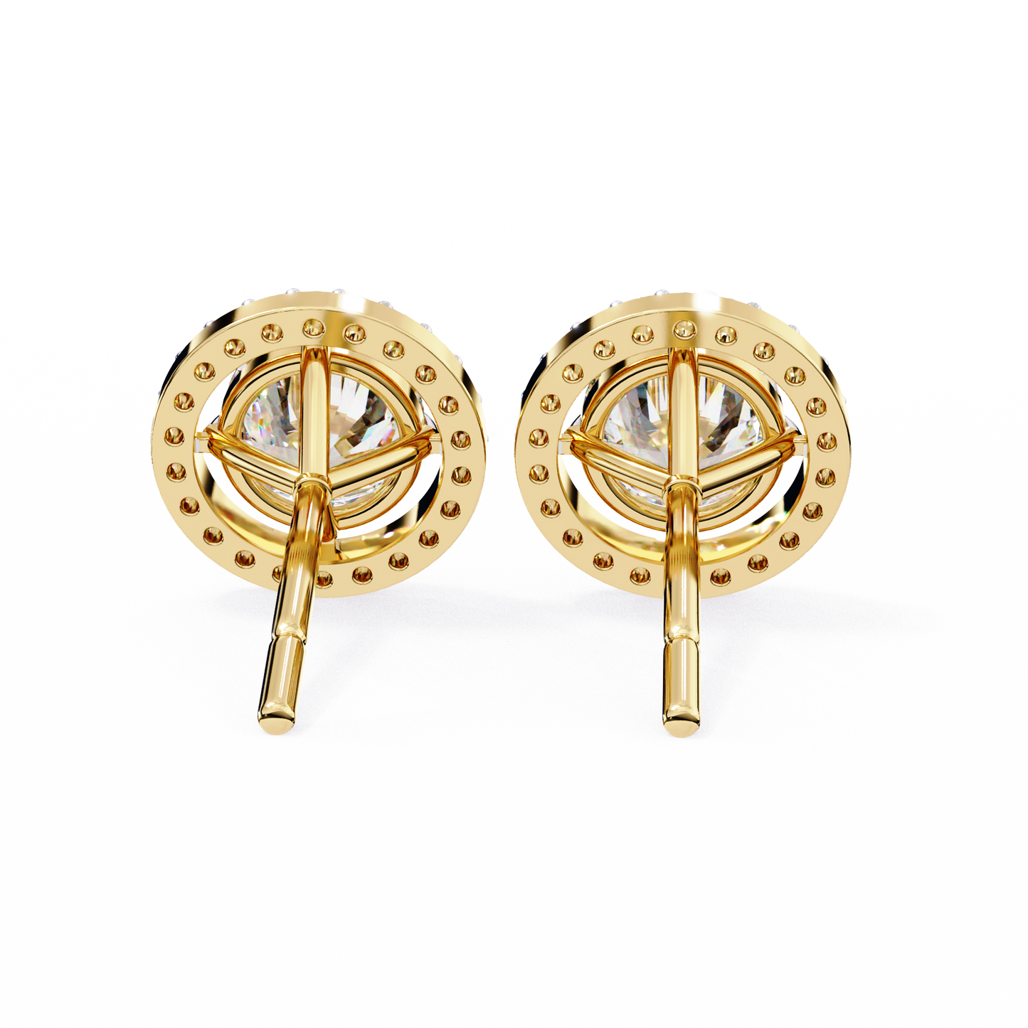Vintage Round Cut Lab Grown Diamond Halo Style Statement Perfect Party Wear Stud Earring For Gift - HIGHCARAT DIAMONDS