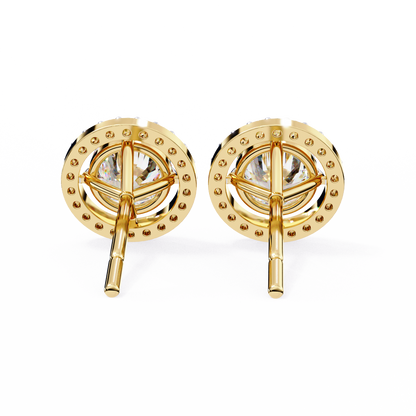 Vintage Round Cut Lab Grown Diamond Halo Style Statement Perfect Party Wear Stud Earring For Gift - HIGHCARAT DIAMONDS