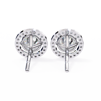 Vintage Round Cut Lab Grown Diamond Halo Style Statement Perfect Party Wear Stud Earring For Gift - HIGHCARAT DIAMONDS