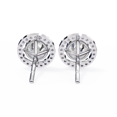 Vintage Round Cut Lab Grown Diamond Halo Earrings Alternate Angle