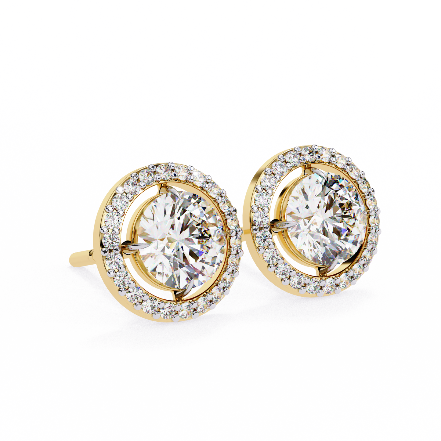 Vintage Round Cut Lab Grown Diamond Halo Style Statement Perfect Party Wear Stud Earring For Gift - HIGHCARAT DIAMONDS