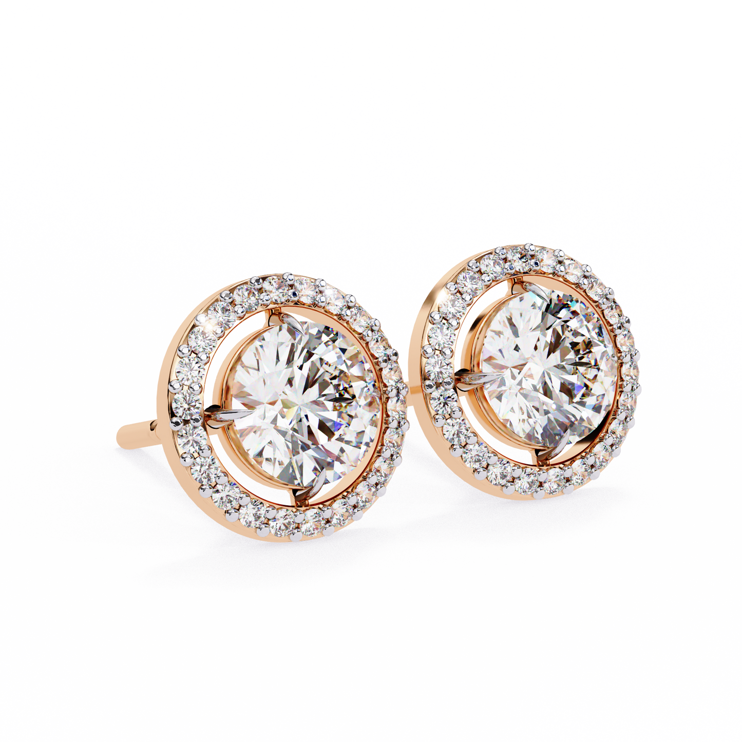 Vintage Round Cut Lab Grown Diamond Halo Style Statement Perfect Party Wear Stud Earring For Gift - HIGHCARAT DIAMONDS