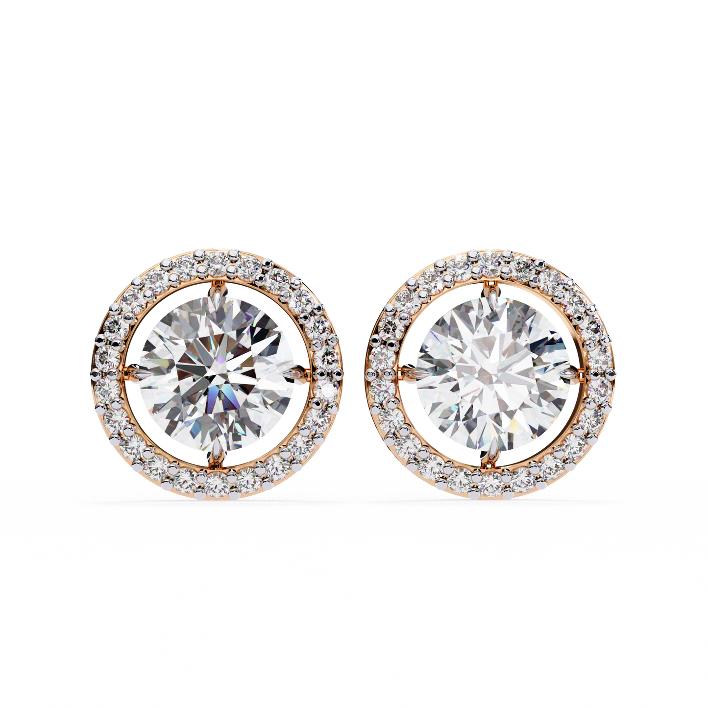 Vintage Round Cut Lab Grown Diamond Halo Style Statement Perfect Party Wear Stud Earring For Gift - HIGHCARAT DIAMONDS