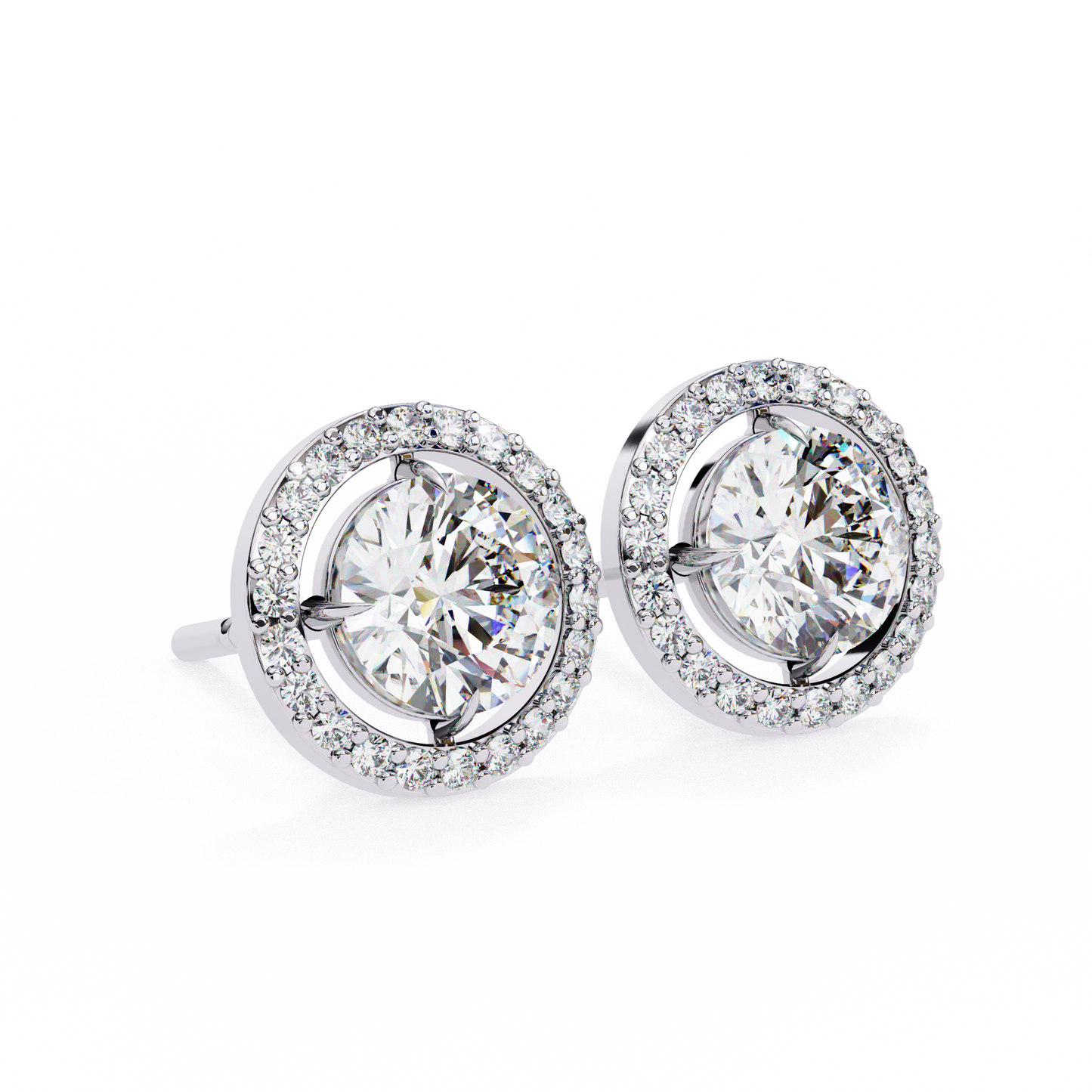 Vintage Round Cut Lab Grown Diamond Halo Style Statement Perfect Party Wear Stud Earring For Gift - HIGHCARAT DIAMONDS