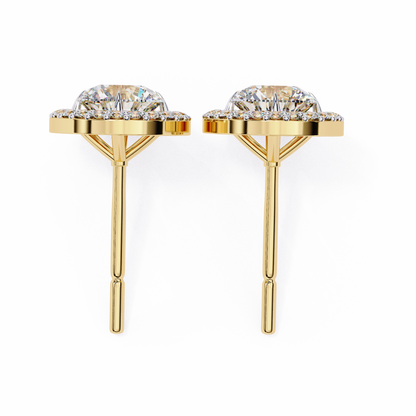 Vintage Round Cut Lab Grown Diamond Halo Style Statement Perfect Party Wear Stud Earring For Gift - HIGHCARAT DIAMONDS