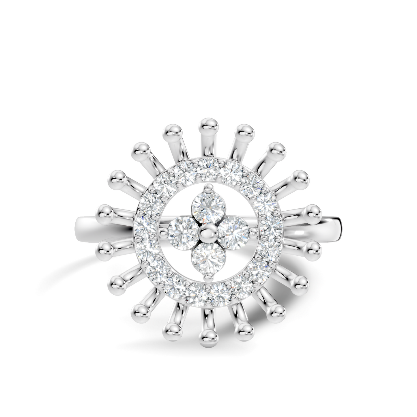 Vintage Round Cut Top Grade Daimond Unique Delicate Cluster Handcrafted Party Wear Ring For Women's - HIGHCARAT DIAMONDS
