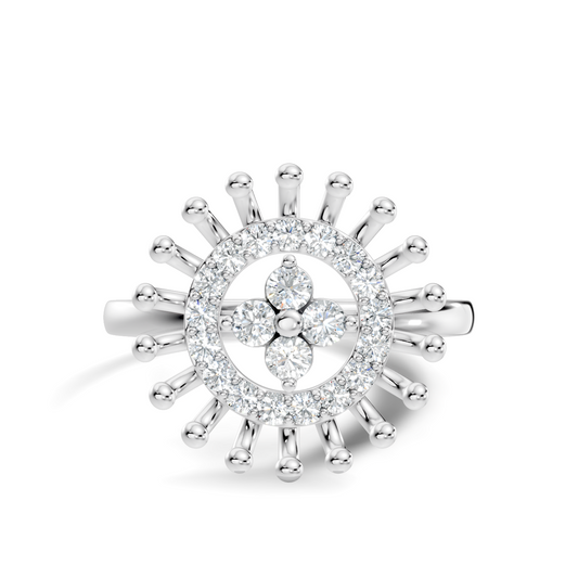 Vintage Round Cut Top Grade Daimond Unique Delicate Cluster Handcrafted Party Wear Ring For Women's