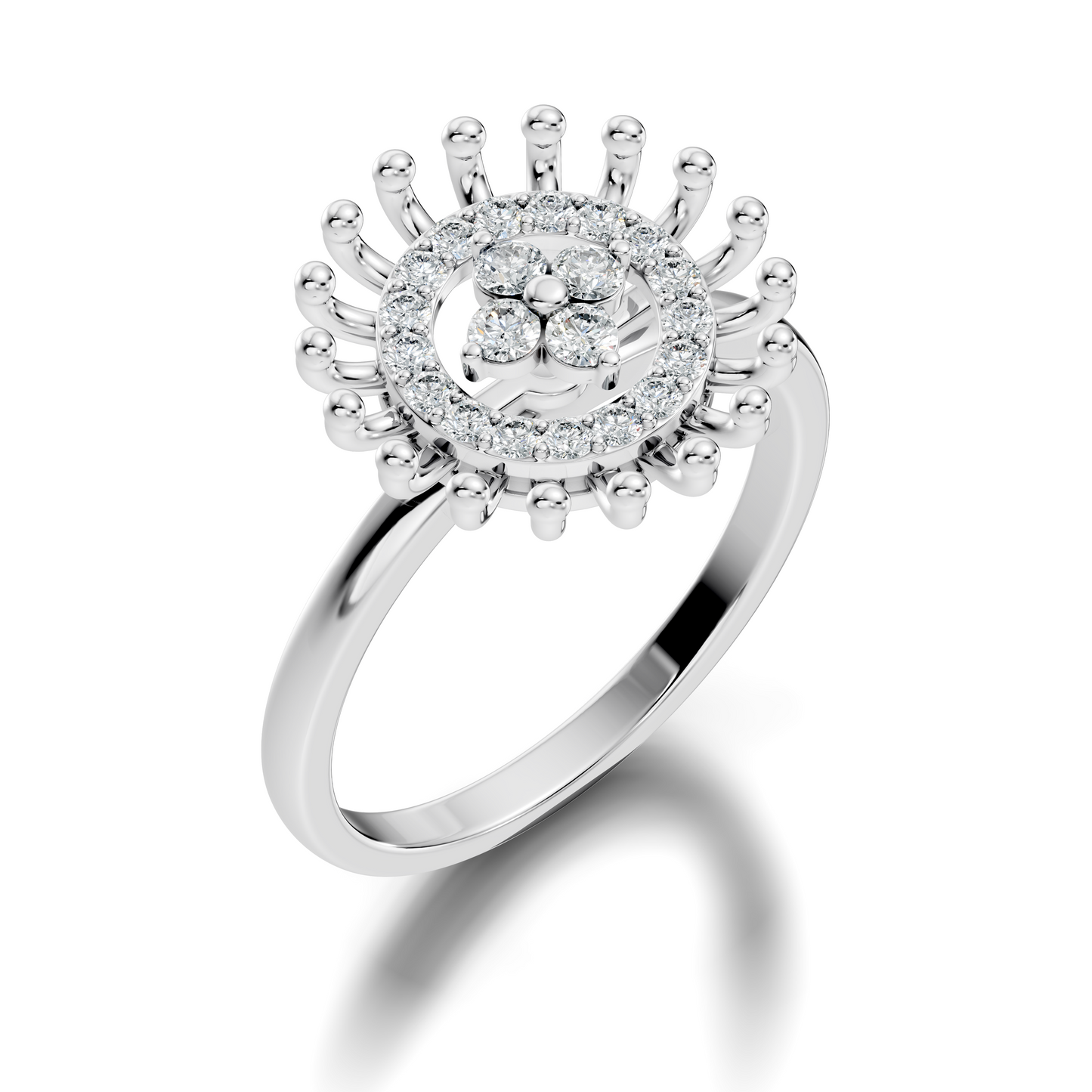 Vintage Round Cut Top Grade Daimond Unique Delicate Cluster Handcrafted Party Wear Ring For Women's - HIGHCARAT DIAMONDS