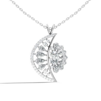 Vintage White Gold Diamond Pendant 3.25 CT Lab-Grown Pear & Oval Diamonds