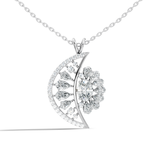 Vintage White Gold Diamond Pendant 3.25 CT Lab-Grown Pear & Oval Diamonds