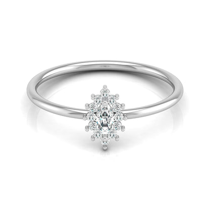 Vintage inspired Round And Marquise Labgrown Diamond Ring in 14K solid gold - HIGHCARAT DIAMONDS
