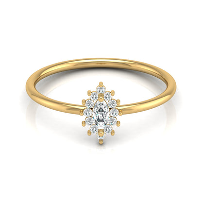 Vintage inspired Round And Marquise Labgrown Diamond Ring in 14K solid gold - HIGHCARAT DIAMONDS