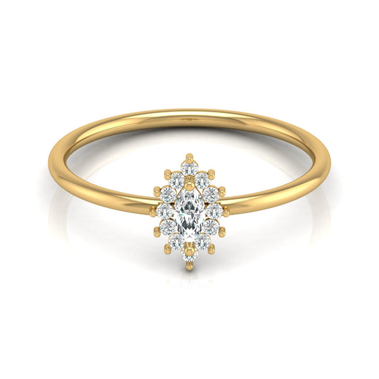 Vintage inspired Round And Marquise Labgrown Diamond Ring in 14K solid gold - HIGHCARAT DIAMONDS