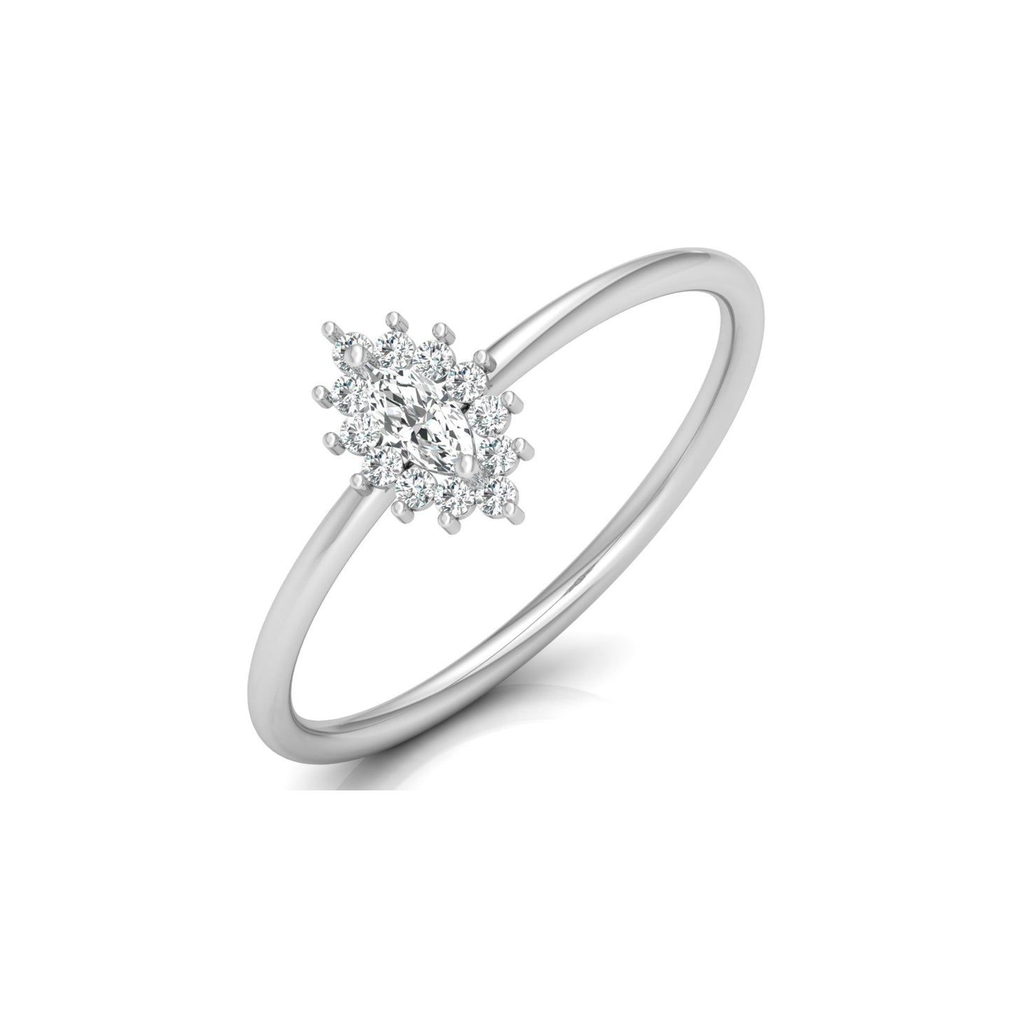 Vintage inspired Round And Marquise Labgrown Diamond Ring in 14K solid gold - HIGHCARAT DIAMONDS