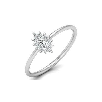 Vintage inspired Round And Marquise Labgrown Diamond Ring in 14K solid gold - HIGHCARAT DIAMONDS