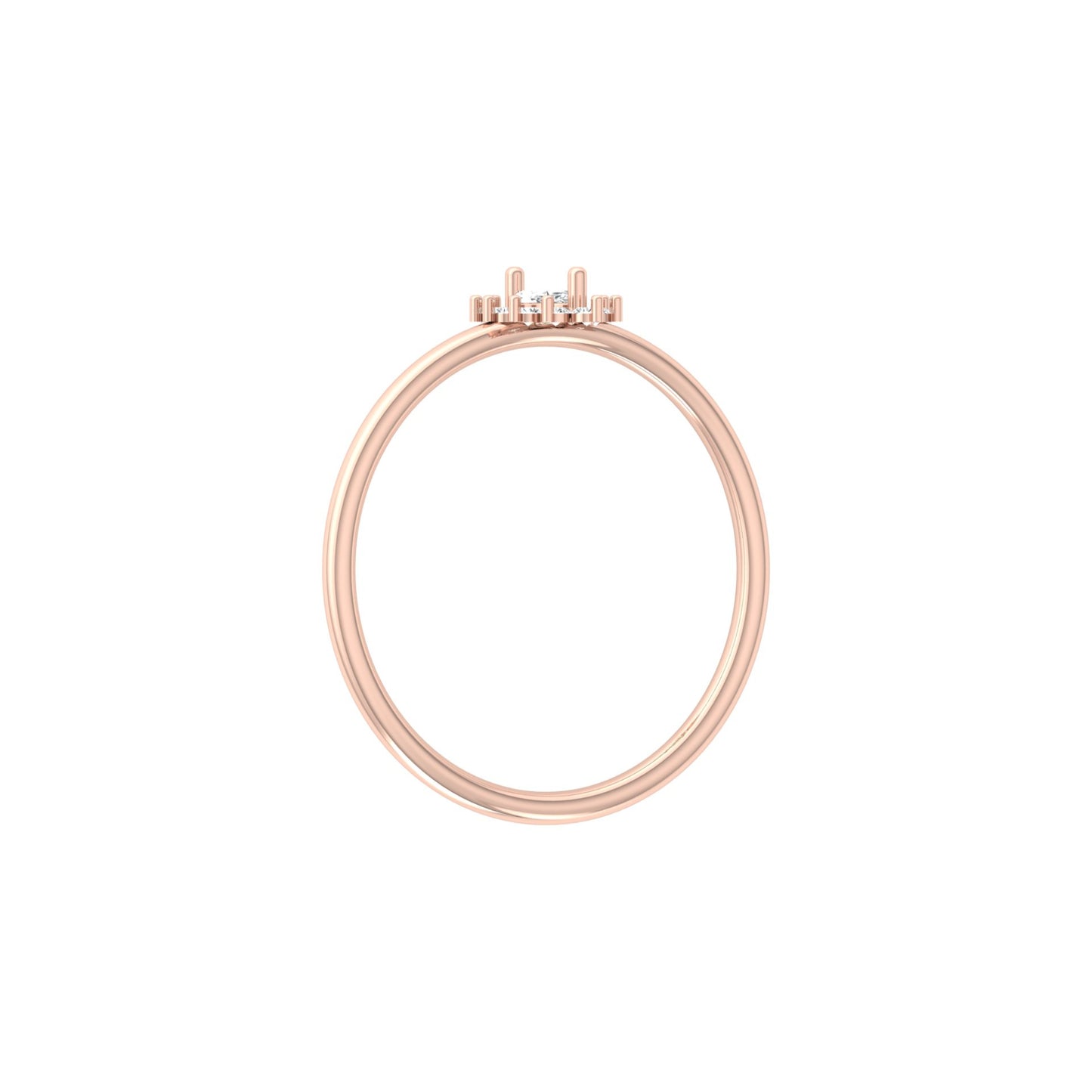 Vintage inspired Round And Marquise Labgrown Diamond Ring in 14K solid gold - HIGHCARAT DIAMONDS