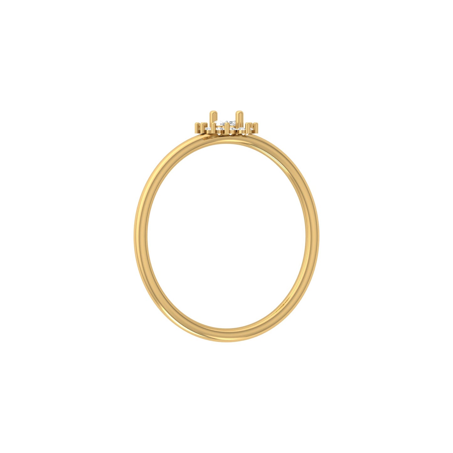Vintage inspired Round And Marquise Labgrown Diamond Ring in 14K solid gold - HIGHCARAT DIAMONDS