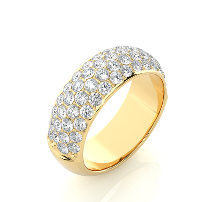Elegant Round Diamond Half Eternity Band Ring in 18K Solid Gold For Special Occasions