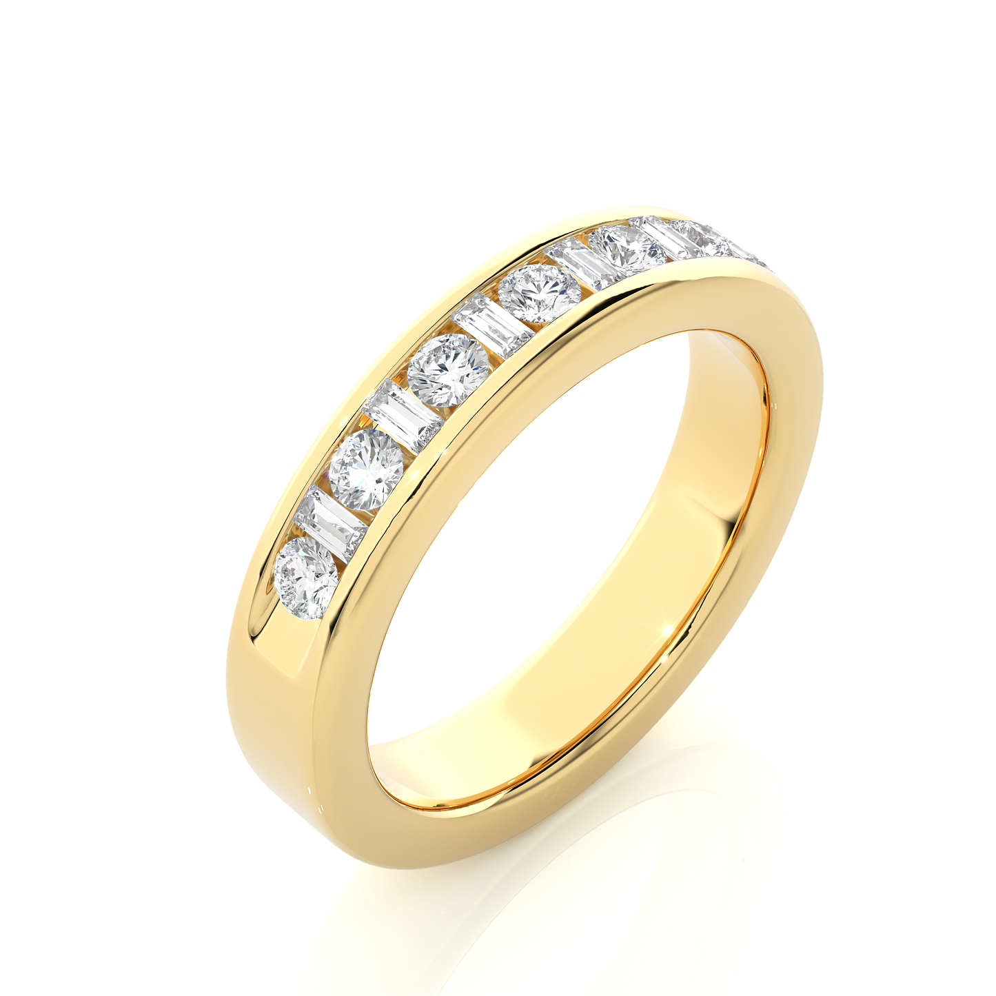 Handcrafted Eternity Band With Baguette And Round Labgrown Diamonds For Special Occasions