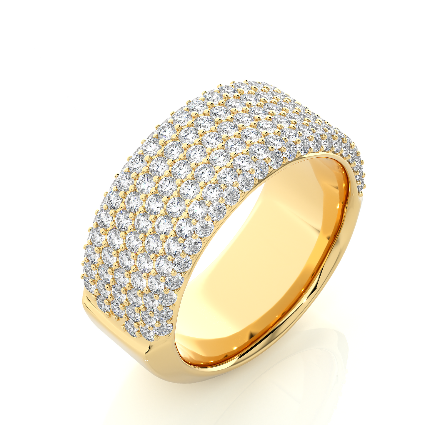 14K Gold Round Cut Diamond 5-Row Pave Gold Eternity Band Ring For Women's