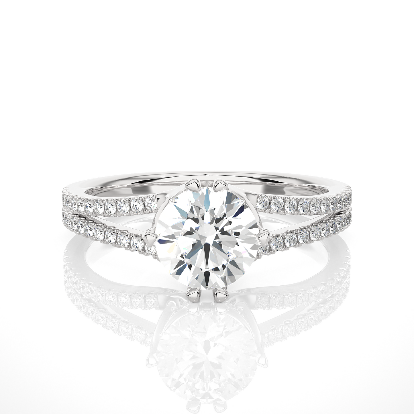 1.05 CT Colorless Round Shaped Lab Grown Diamond Ring, Accented  Engagement Ring For Her