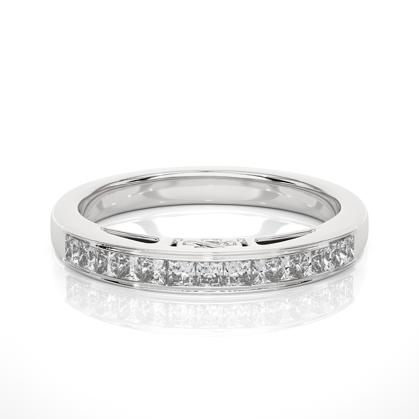 Labgrown Princess Cut Gold Half Eternity Band Ring 14K Solid Gold Stackable Band for Women's