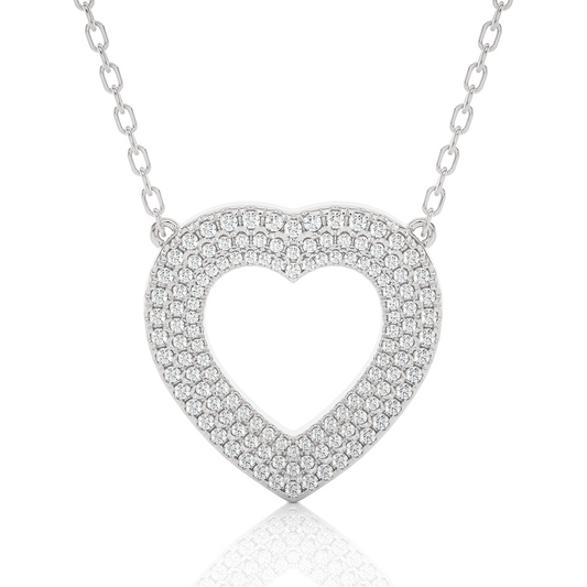 Vintage Heart Pendant with Exquisite Round Diamond Anniversary Gift For Her