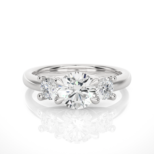 Three Stone Round 1.39 Carat Lab Grown Diamond Engagement Ring For Her