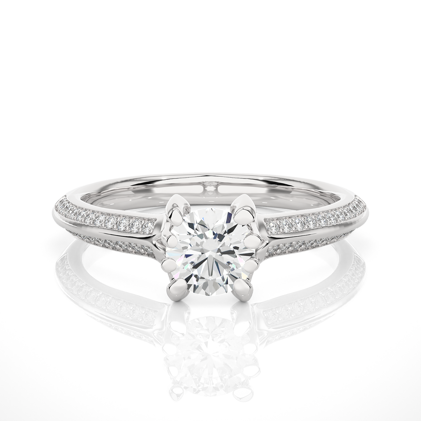 10k Solid White Gold Engagement Ring With Round Cut Lab Grown Diamond Perfect Gift For Her