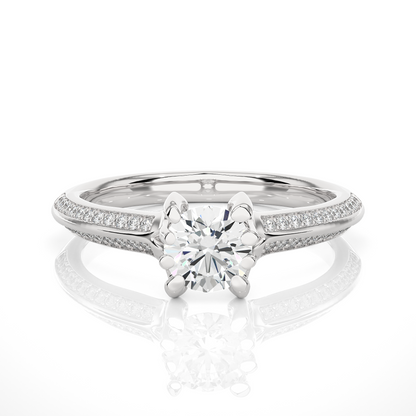 10k Solid White Gold Engagement Ring With Round Cut Lab Grown Diamond Perfect Gift For Her