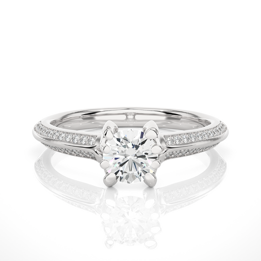 10k Solid White Gold Engagement Ring With Round Cut Lab Grown Diamond Perfect Gift For Her