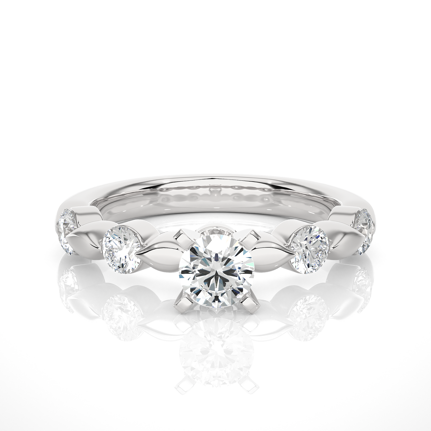 14k Solid Rose Gold 5 Round Cut Lab Grown Diamond Ring For Wedding Luxury Jewelry For Her