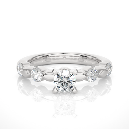 14k Solid Rose Gold 5 Round Cut Lab Grown Diamond Ring For Wedding Luxury Jewelry For Her