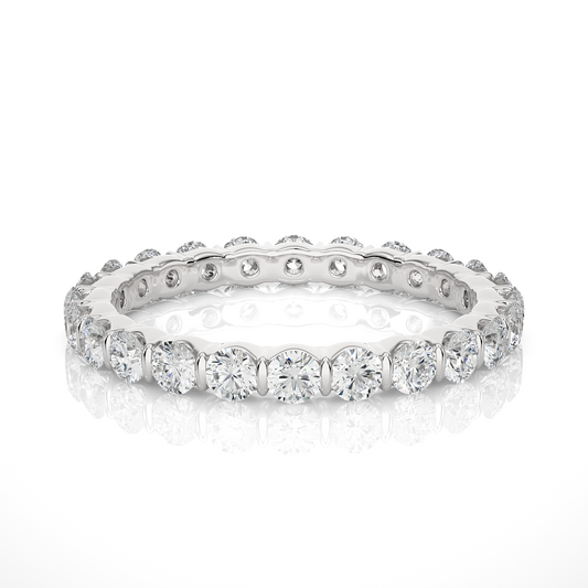 14K Solid Gold Full Eternity Round Cut Lab Grown & Natural  Diamond Wedding Band  For Women