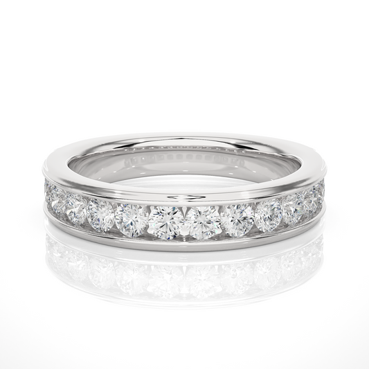 Channel Set Round Diamond Wedding Band Ring Timeless Sparkle For Women's In 14K Solid Gold