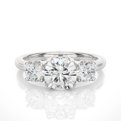 Eco Friendly Round Lab Diamond  Five Stone Ring 14K Solid Yellow Gold Ready To Ship