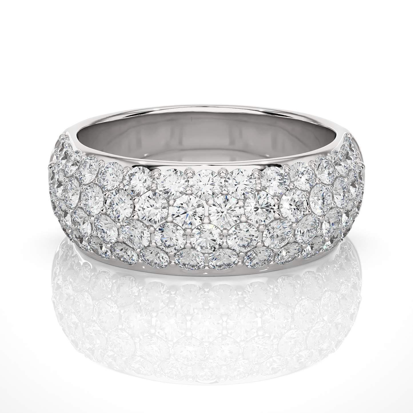 Elegant Round Diamond Half Eternity Band Ring in 18K Solid Gold For Special Occasions