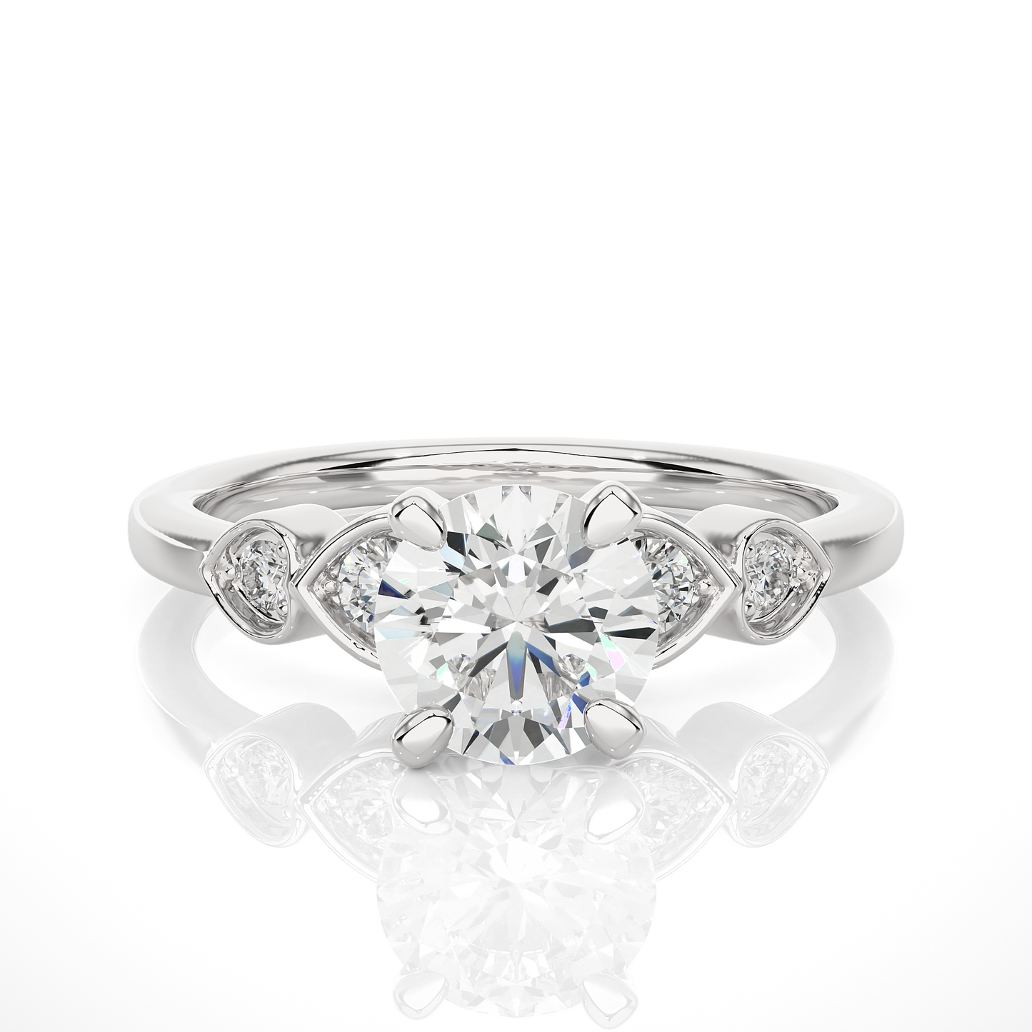 1.21 Carat Handcrafted Round Cut Lab Grown Diamond Ring With 14k solid gold Accent Ring for her