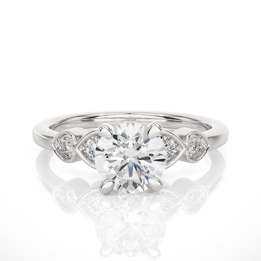 1.21 Carat Handcrafted Round Cut Lab Grown Diamond Ring With 14k solid gold Accent Ring for her