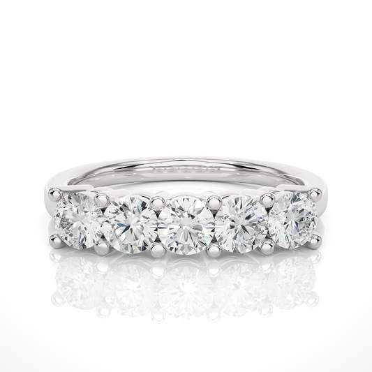 Labgrown 0.52 CT Round Cut Diamond Band Half Eternity Engagement Band For Her